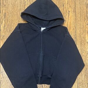 TNA Crop Black Zip-Up Hoodie